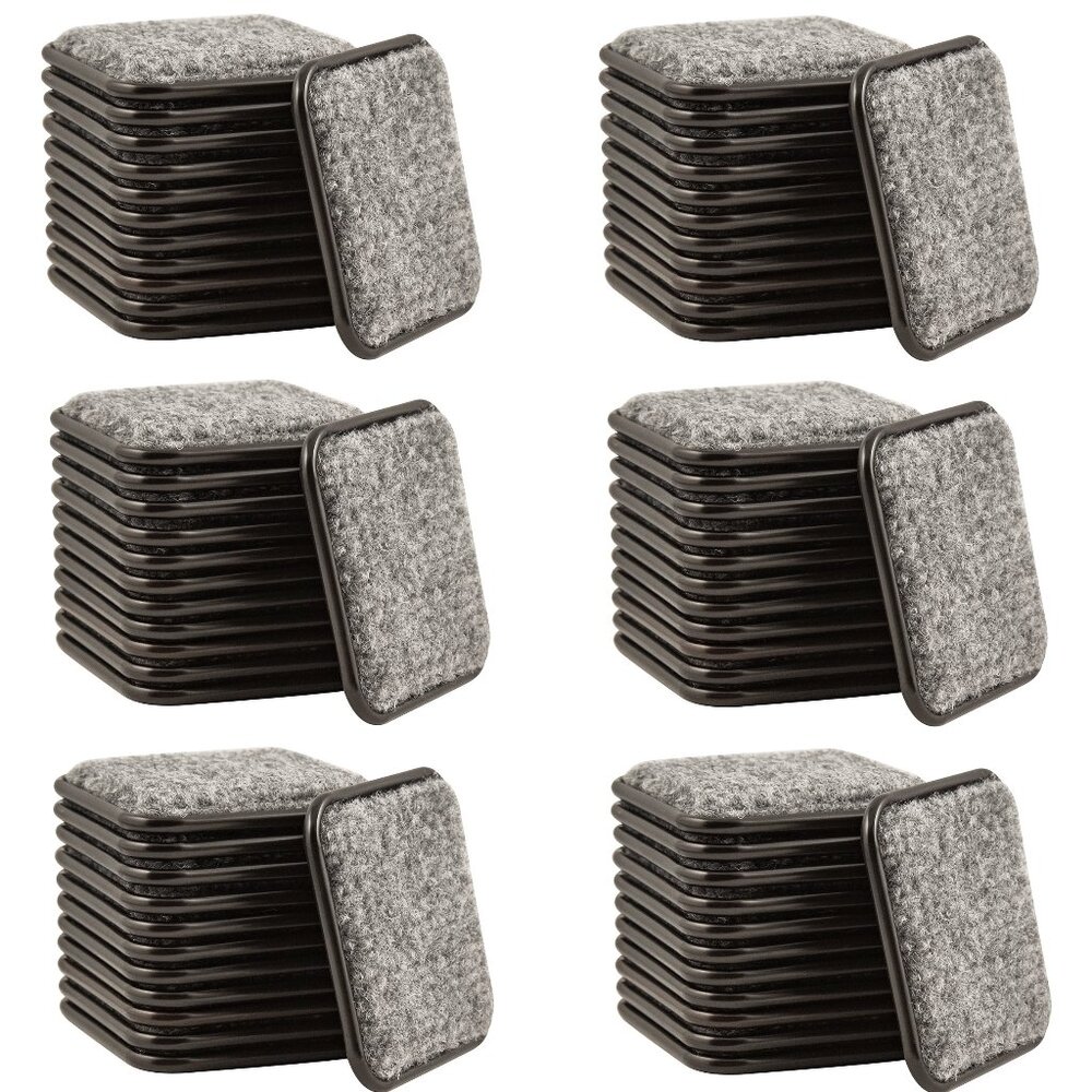 [NEW] SOFTTOUCH 2 1/2" SQUARE CARPET-BOTTOM CASTER CUPS, (6 PACKS) (72 TOTAL)